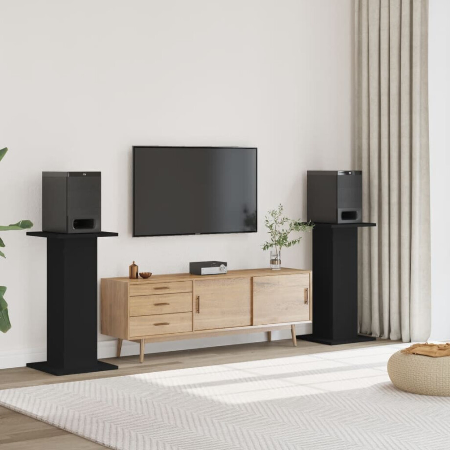 vidaXL Speakerstandaards 2 st 30x30x80 cm bewerkt hout zwart afbeelding 1