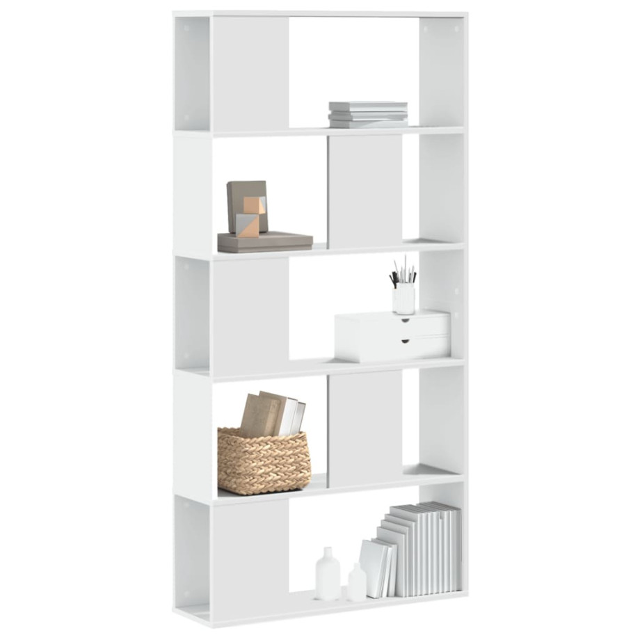 vidaXL Boekenkast 5-laags 80,5x23,5x162,5 cm bewerkt hout wit afbeelding 1