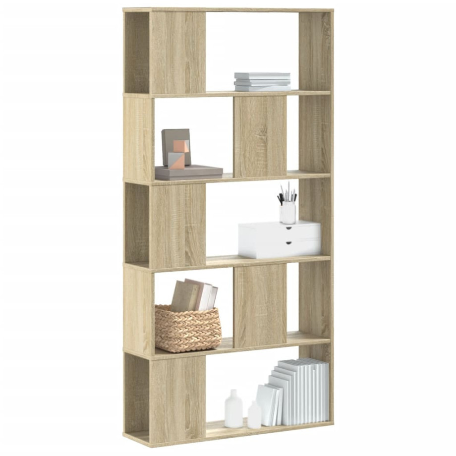 vidaXL Boekenkast 5-laags 80,5x23,5x162,5 cm bewerkt hout sonoma eiken afbeelding 1