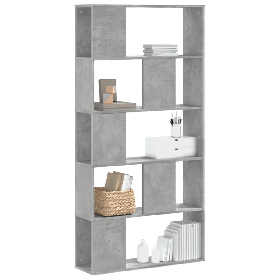 vidaXL Boekenkast 5-laags 80,5x23,5x162,5 cm bewerkt hout betongrijs afbeelding 1