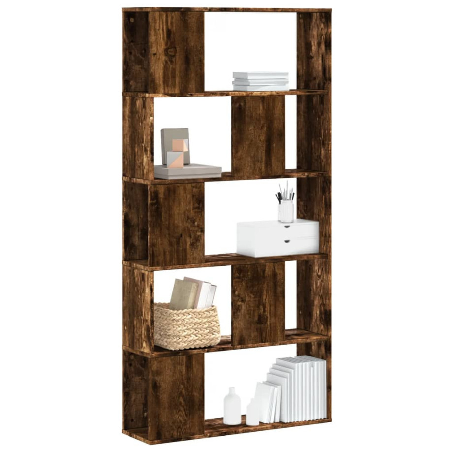 vidaXL Boekenkast 5-laags 80,5x23,5x162,5 cm hout gerookt eikenkleurig afbeelding 1