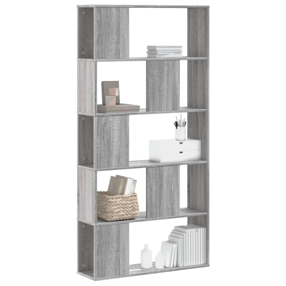 vidaXL Boekenkast 5-laags 80,5x23,5x162,5 cm bewerkt hout grijs sonoma afbeelding 1