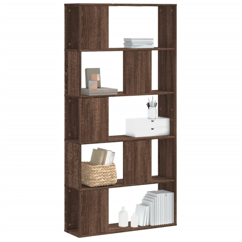 vidaXL Boekenkast 5-laags 80,5x23,5x162,5 cm hout bruin eikenkleurig afbeelding 1