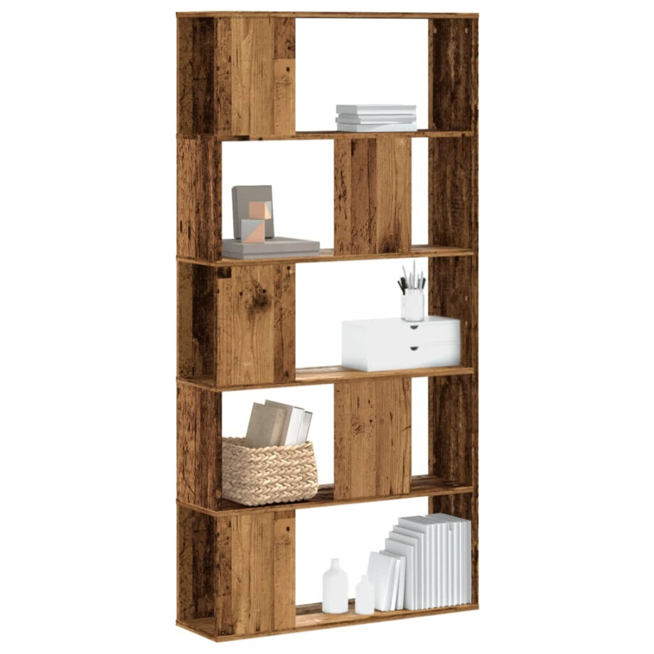 vidaXL Boekenkast 5-laags 80,5x23,5x162,5 cm bewerkt hout oud hout afbeelding 1