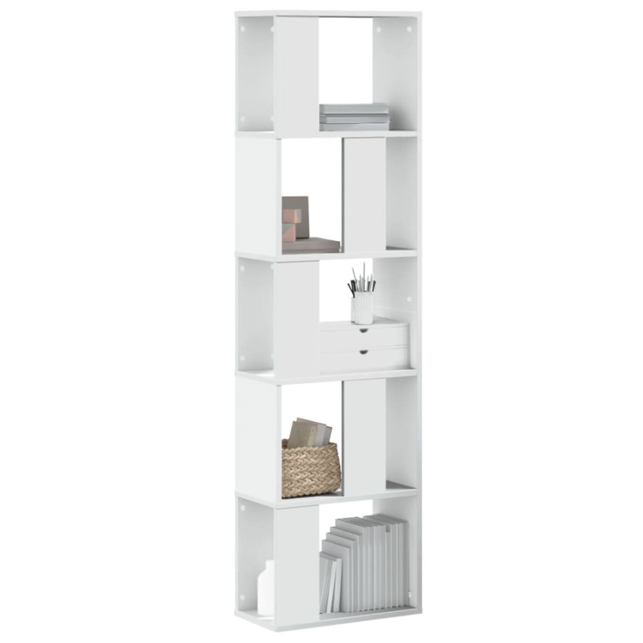 vidaXL Boekenkast 5-laags 45x23,5x162,5 cm bewerkt hout wit afbeelding 1