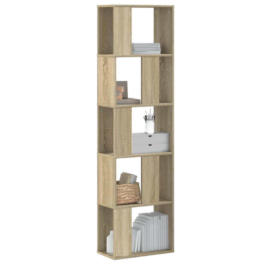 vidaXL Boekenkast 5-laags 45x23,5x162,5 cm bewerkt hout sonoma eiken afbeelding 1