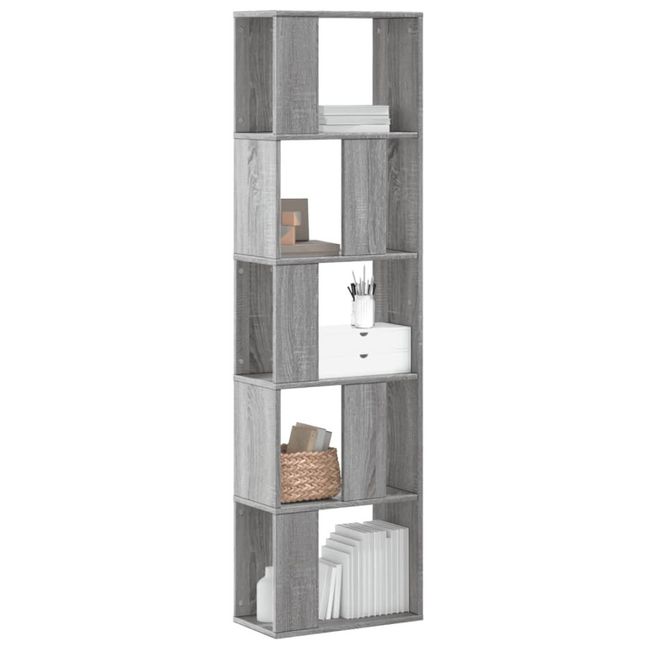 vidaXL Boekenkast 5-laags 45x23,5x162,5 cm bewerkt hout grijs sonoma afbeelding 1