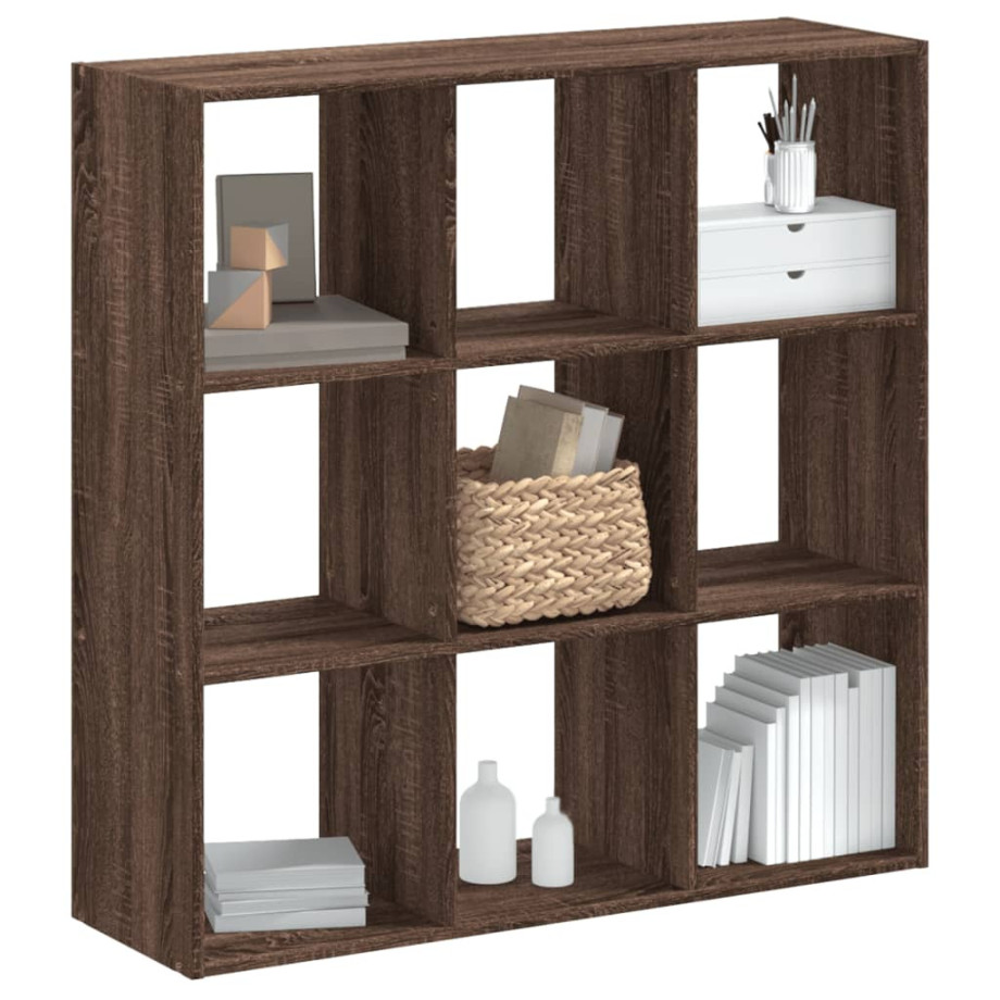 vidaXL Boekenkast 102x32x102 cm bewerkt hout bruin eikenkleur afbeelding 1