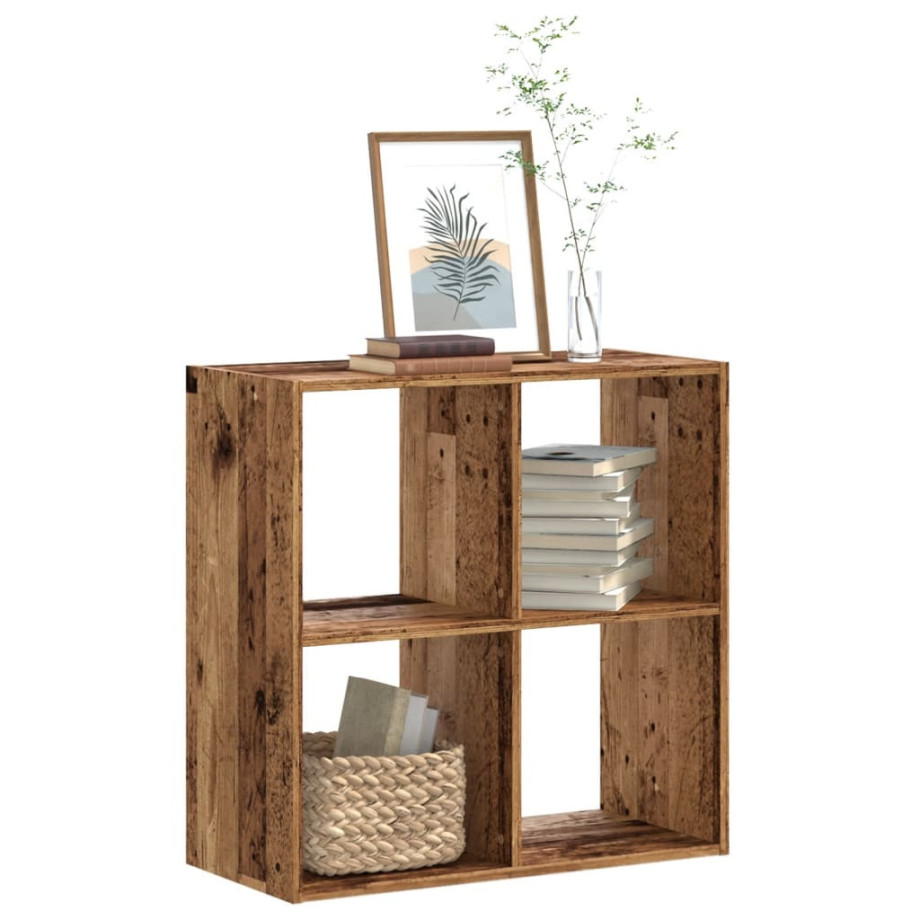 vidaXL Boekenkast 68,5x32x68,5 cm bewerkt hout oud houtkleurig afbeelding 1