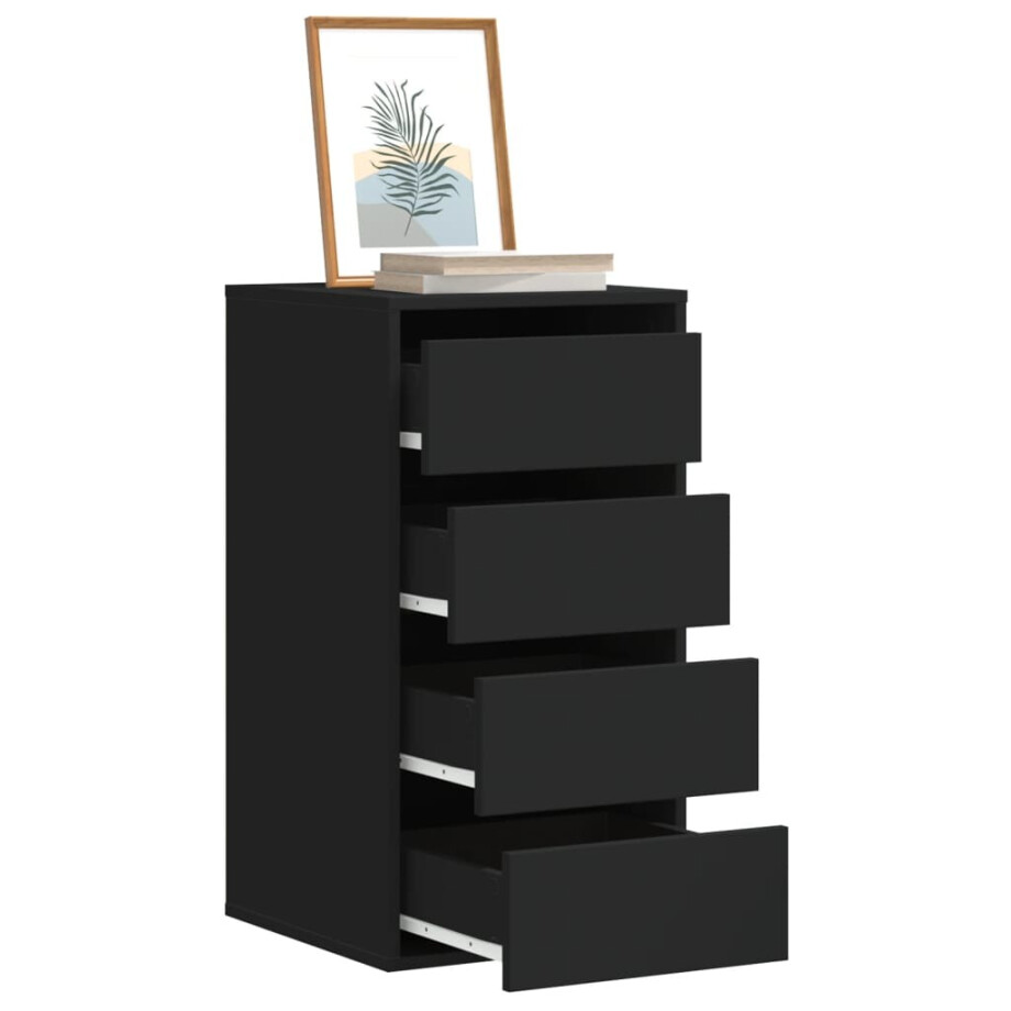 vidaXL Ladekast 40x41x76 cm bewerkt hout zwart afbeelding 1