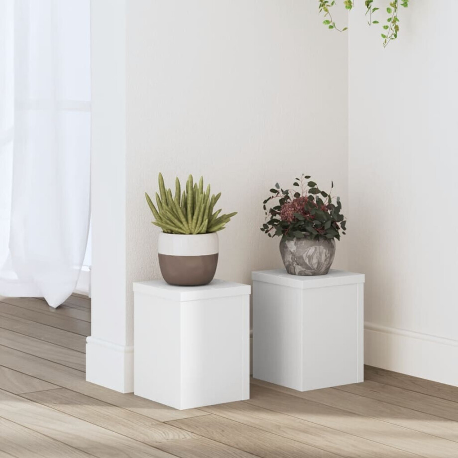 vidaXL Plantenstandaards 2 st 15x15x20 cm bewerkt hout wit vidaXL Plantenstandaards 2 st 15x15x20 cm bewerkt hout wit afbeelding 1