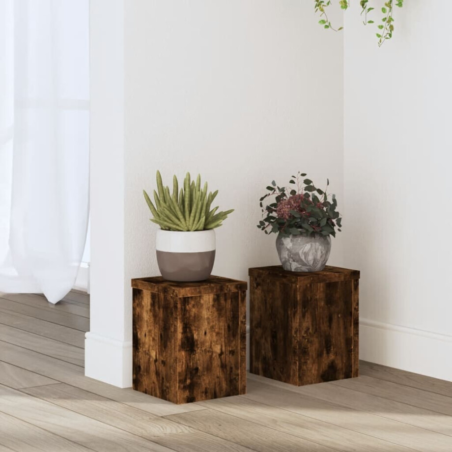 vidaXL Plantenstandaards 2 st 15x15x20 cm bewerkt hout gerookt eiken vidaXL Plantenstandaards 2 st 15x15x20 cm bewerkt hout gerookt eiken afbeelding 1