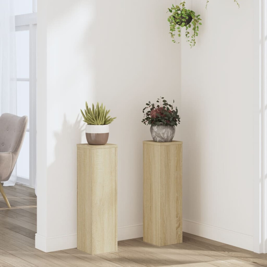 vidaXL Plantenstandaards 2 st 17x17x60 cm bewerkt hout sonoma eiken vidaXL Plantenstandaards 2 st 17x17x60 cm bewerkt hout sonoma eiken afbeelding 1