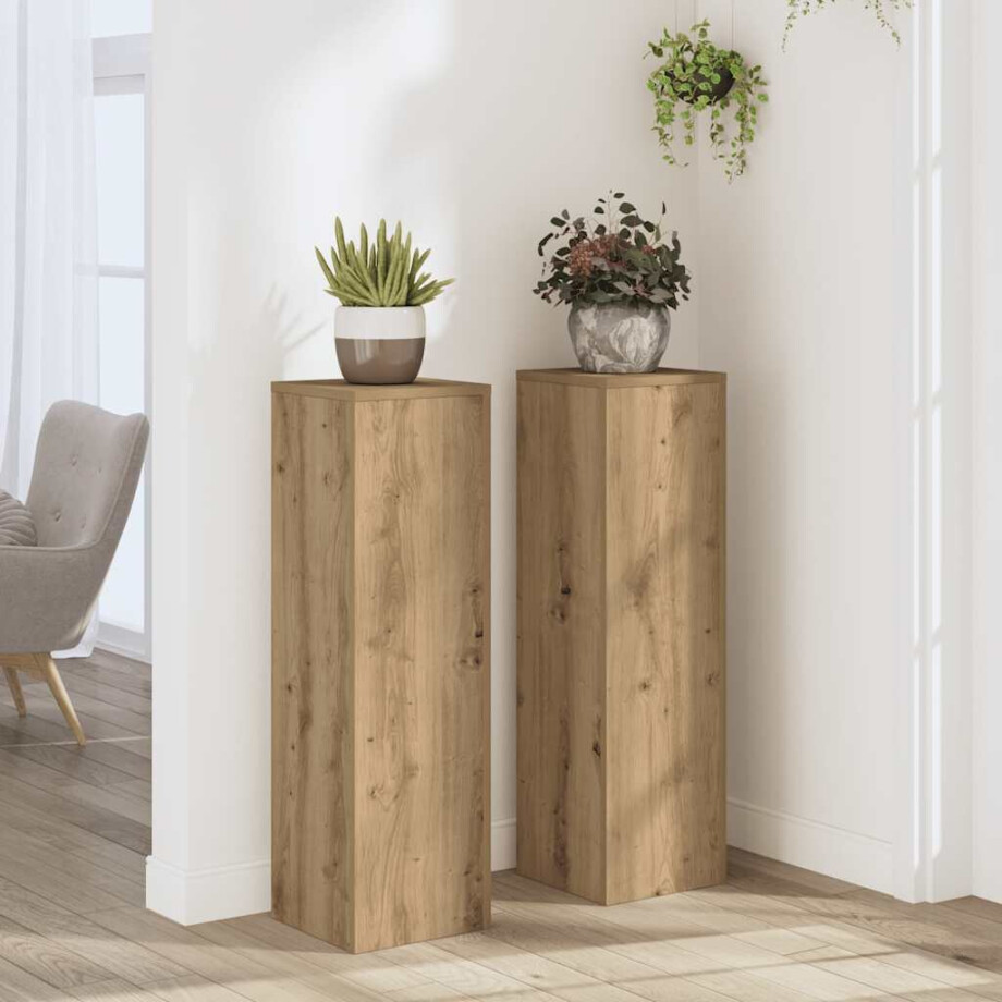 vidaXL Plantenstandaards 2 st 25x25x80 cm hout artisanaal eikenkleurig vidaXL Plantenstandaards 2 st 25x25x80 cm hout artisanaal eikenkleurig afbeelding 1