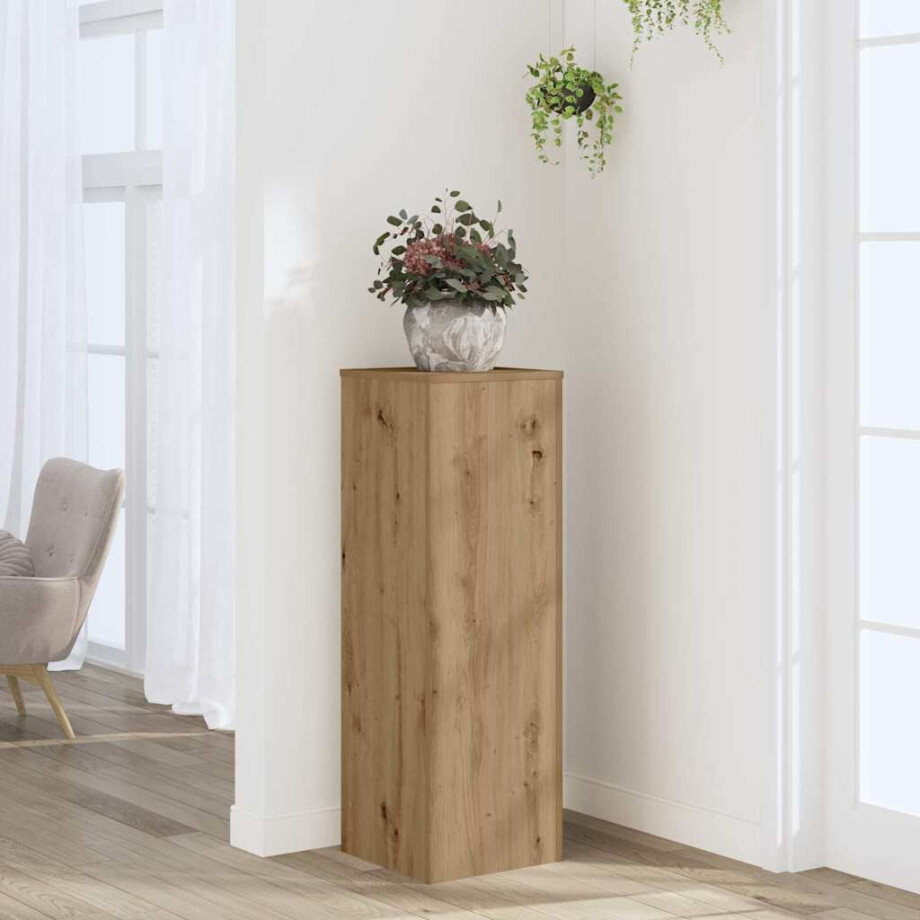 vidaXL Plantenstandaard 33x33x100 cm bewerkt hout artisanaal eiken vidaXL Plantenstandaard 33x33x100 cm bewerkt hout artisanaal eiken afbeelding 1