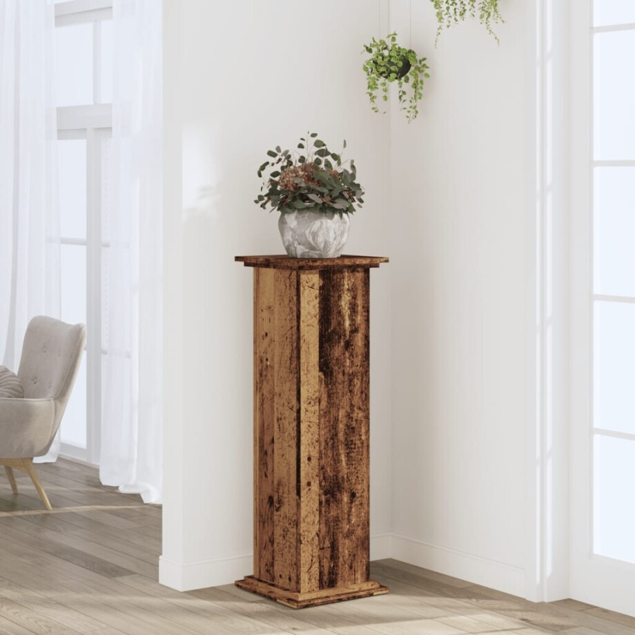 vidaXL Plantenstandaard 33x33x100 cm bewerkt hout oud houtkleurig vidaXL Plantenstandaard 33x33x100 cm bewerkt hout oud houtkleurig afbeelding 1