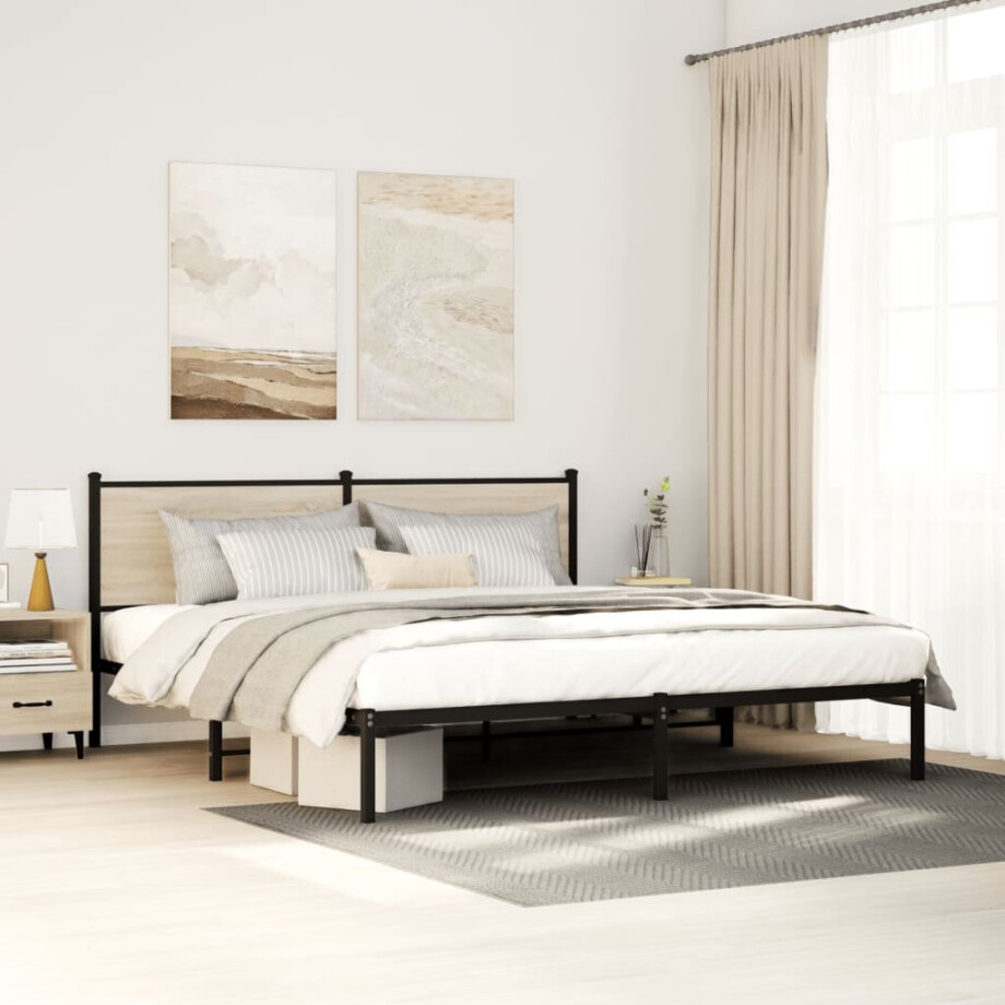 vidaXL Bedframe zonder matras metaal sonoma eikenkleurig 183x213 cm vidaXL Bedframe zonder matras metaal sonoma eikenkleurig 183x213 cm afbeelding 1