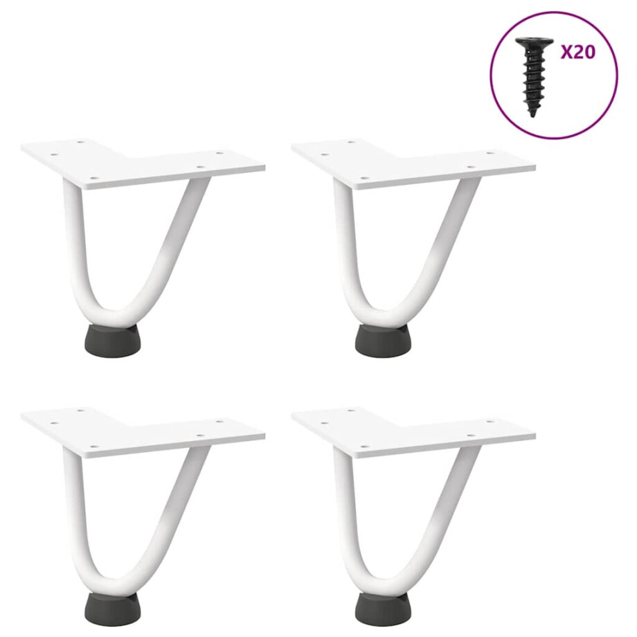 vidaXL Haarnadelpoten voor Salontafel 4 st 10 cm massief staal wit afbeelding 1