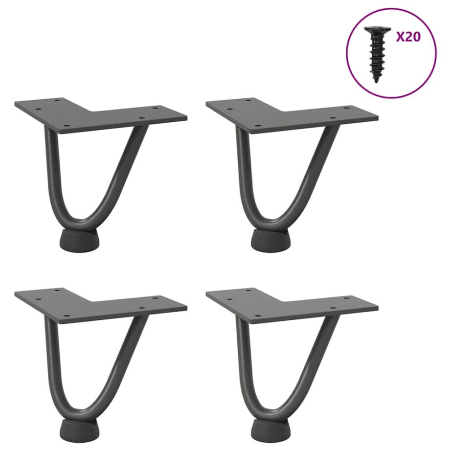 vidaXL Haarnadelpoten voor Salontafel 4 st 10 cm massief staal antracietkleurig afbeelding 1