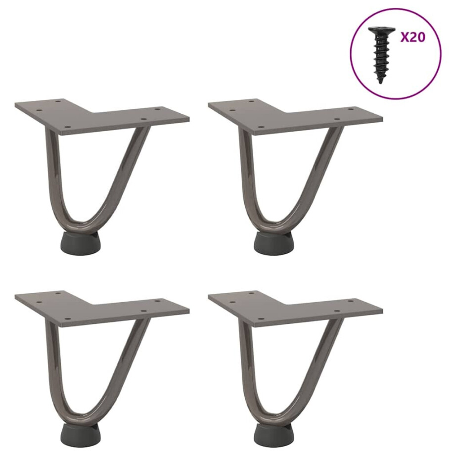 vidaXL Haarnadelpoten voor Salontafel 4 st 10 cm massief staal naturel afbeelding 1