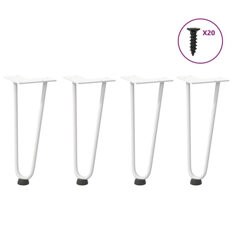 vidaXL Haarnadelpoten voor Salontafel 4 st 30 cm massief staal wit afbeelding 1