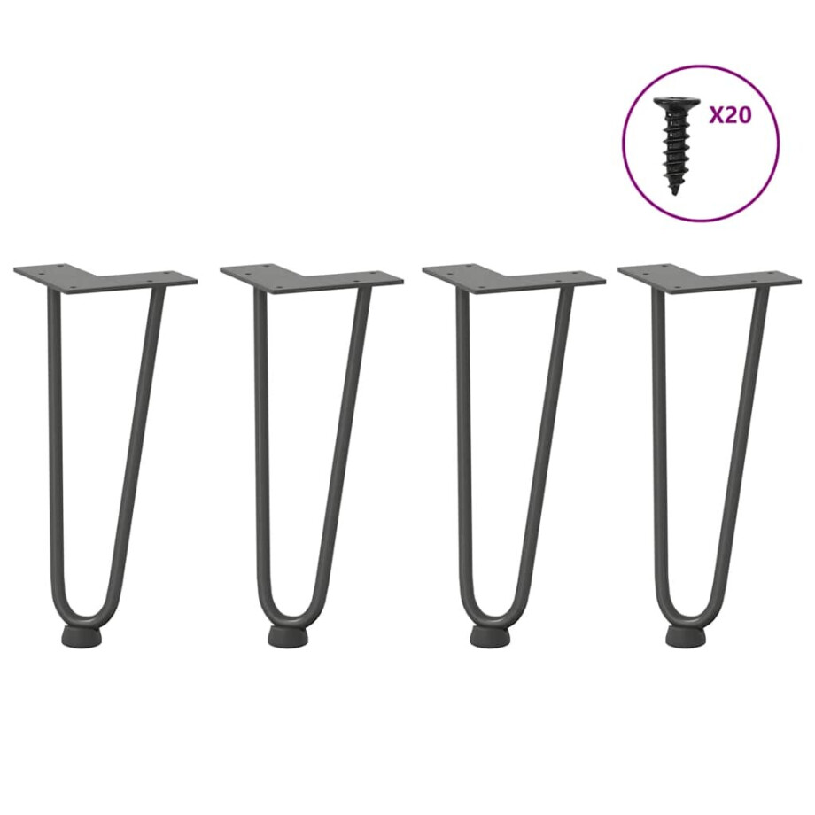 vidaXL Haarnadelpoten voor Salontafel 4 st 30 cm massief staal antracietkleurig vidaXL Haarnadelpoten voor Salontafel 4 st 30 cm massief staal antracietkleurig afbeelding 1