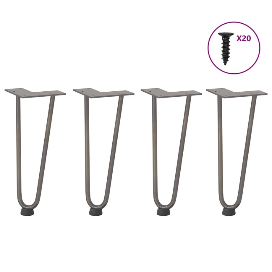 vidaXL Haarnadelpoten voor Salontafel 4 st 30 cm massief staal naturel vidaXL Haarnadelpoten voor Salontafel 4 st 30 cm massief staal naturel afbeelding 1