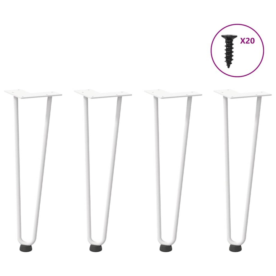 vidaXL Haarnadelpoten voor Salontafel 4 st 42 cm massief staal wit afbeelding 1