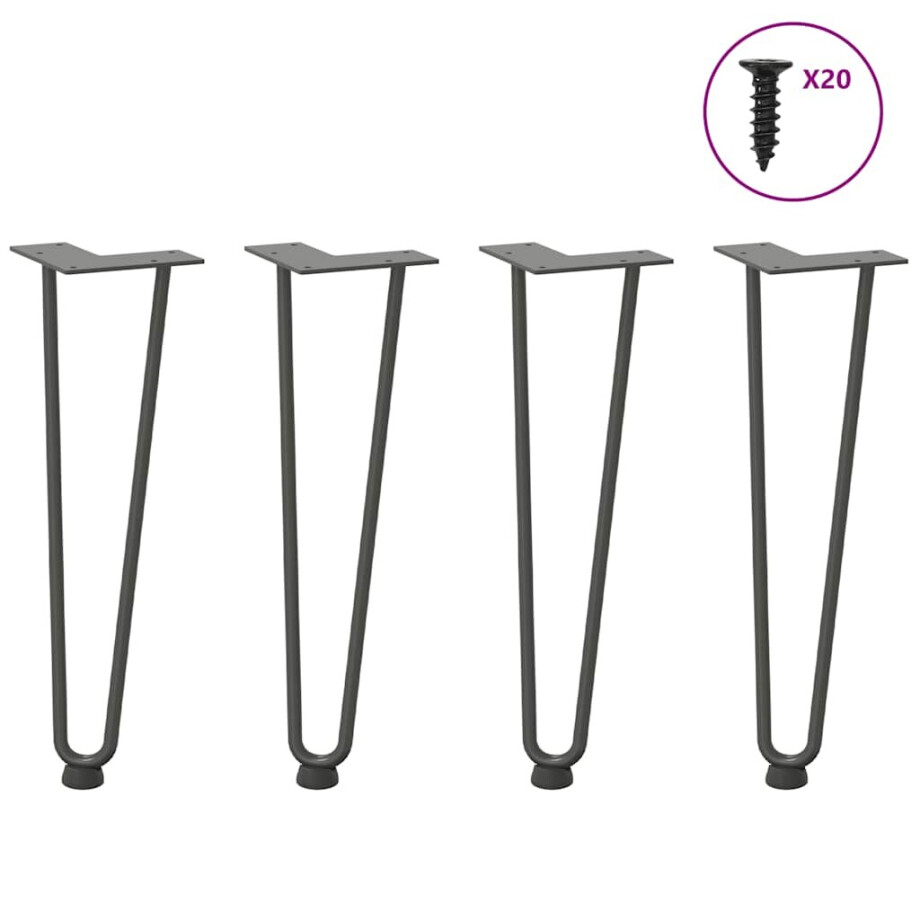 vidaXL Haarnadelpoten voor Salontafel 4 st 42 cm massief staal antracietkleurig vidaXL Haarnadelpoten voor Salontafel 4 st 42 cm massief staal antracietkleurig afbeelding 1