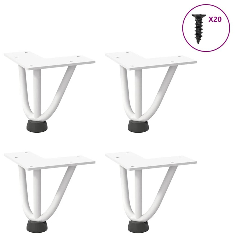 vidaXL Haarnadelpoten voor Salontafel 4 st 10 cm massief staal wit afbeelding 1