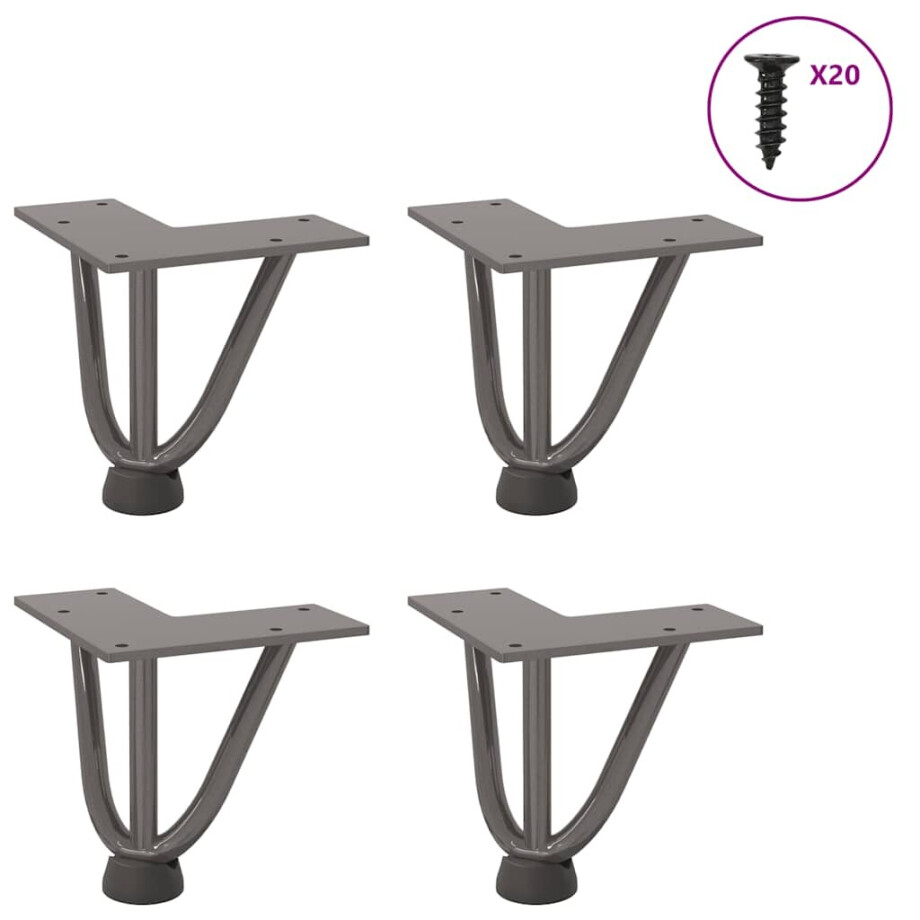 vidaXL Haarnadelpoten voor Salontafel 4 st 10 cm massief staal naturel afbeelding 1