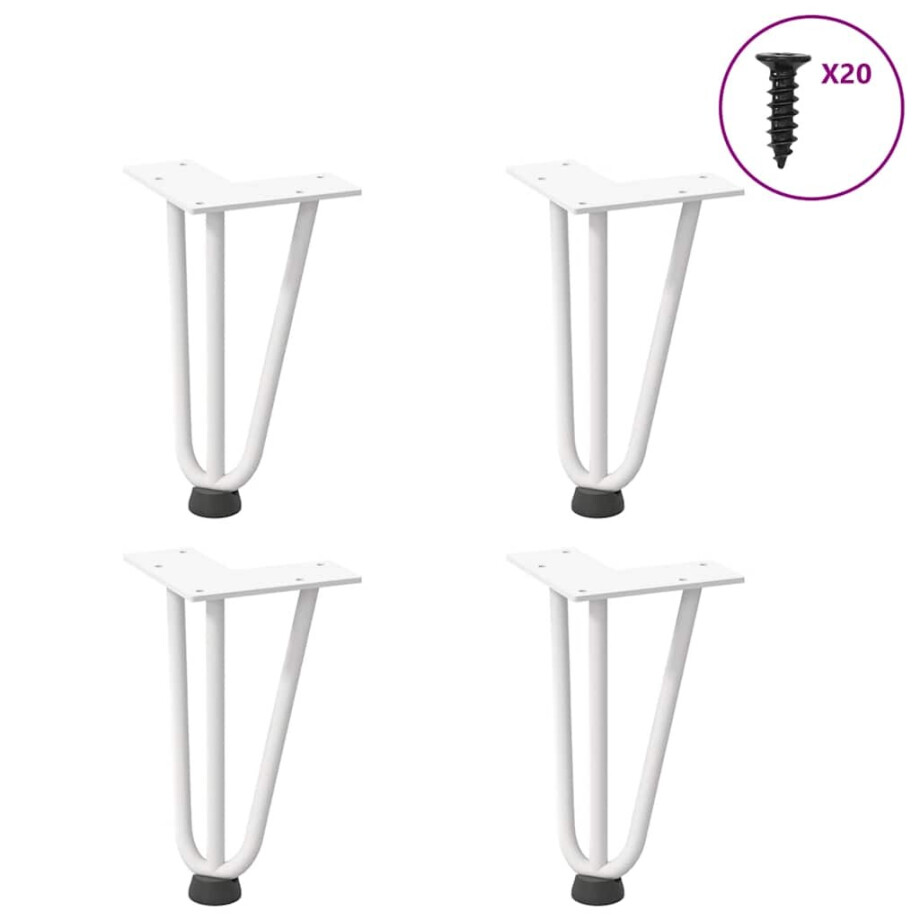 vidaXL Haarnadelpoten voor Salontafel 4 st 20 cm massief staal wit afbeelding 1