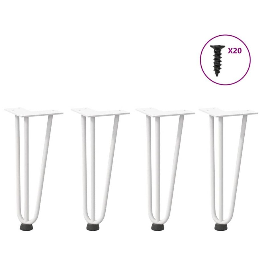 vidaXL Haarnadelpoten voor Salontafel 4 st 30 cm massief staal wit afbeelding 1