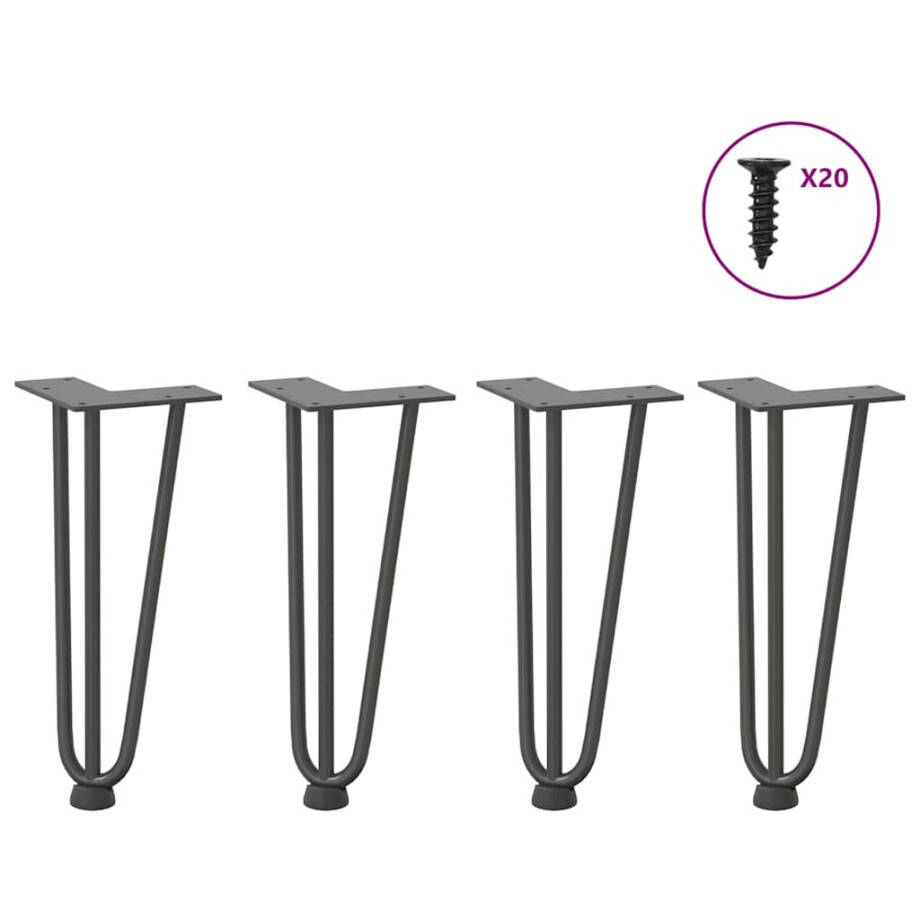 vidaXL Haarnadelpoten voor Salontafel 4 st 30 cm massief staal antracietkleurig vidaXL Haarnadelpoten voor Salontafel 4 st 30 cm massief staal antracietkleurig afbeelding 1