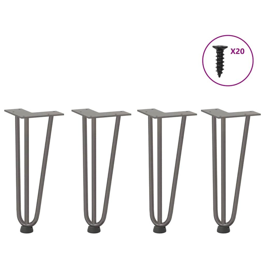 vidaXL Haarnadelpoten voor Salontafel 4 st 30 cm massief staal naturel afbeelding 1