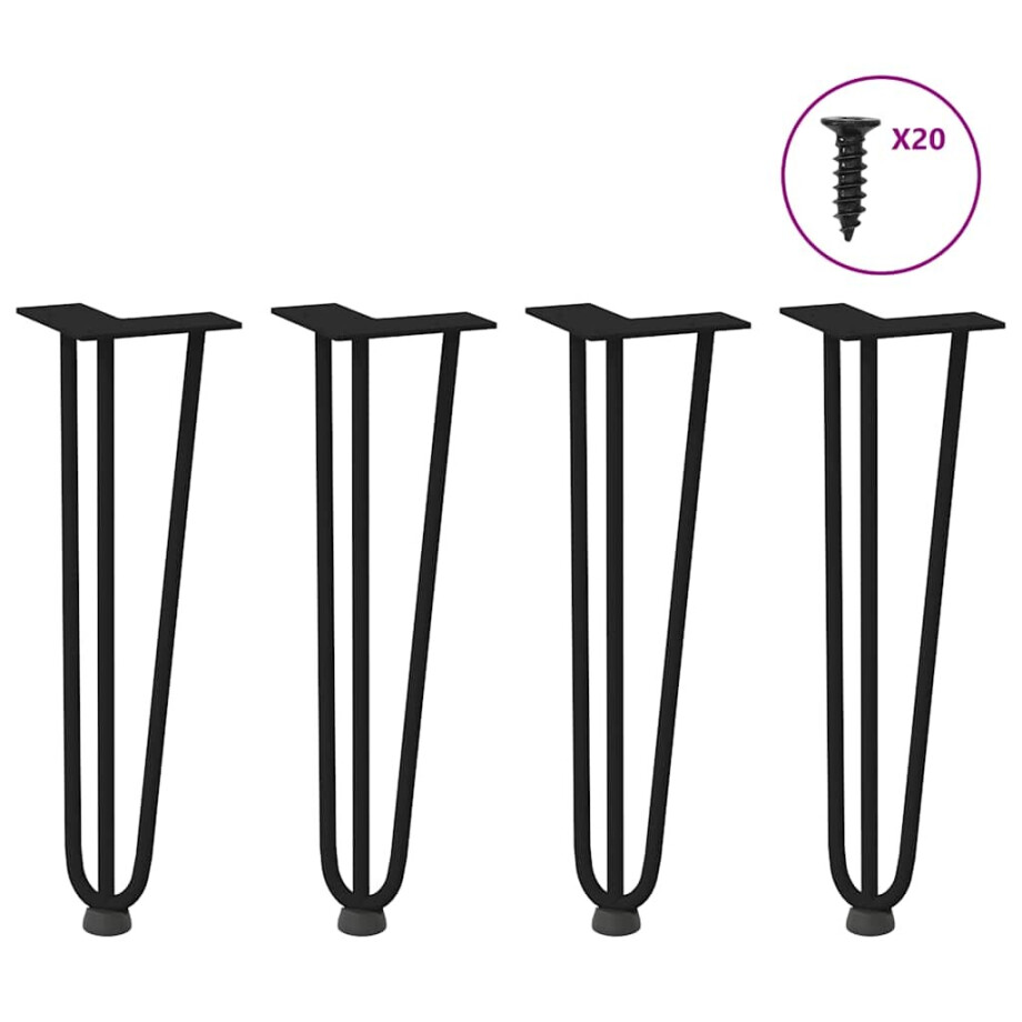 vidaXL Haarnadelpoten voor Salontafel 4 st 42 cm massief staal zwart vidaXL Haarnadelpoten voor Salontafel 4 st 42 cm massief staal zwart afbeelding 1