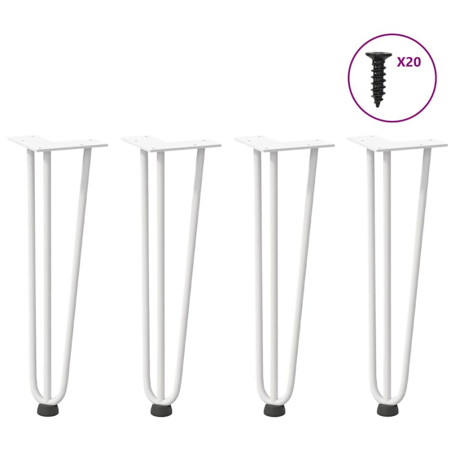 vidaXL Haarnadelpoten voor Salontafel 4 st 42 cm massief staal wit afbeelding 1