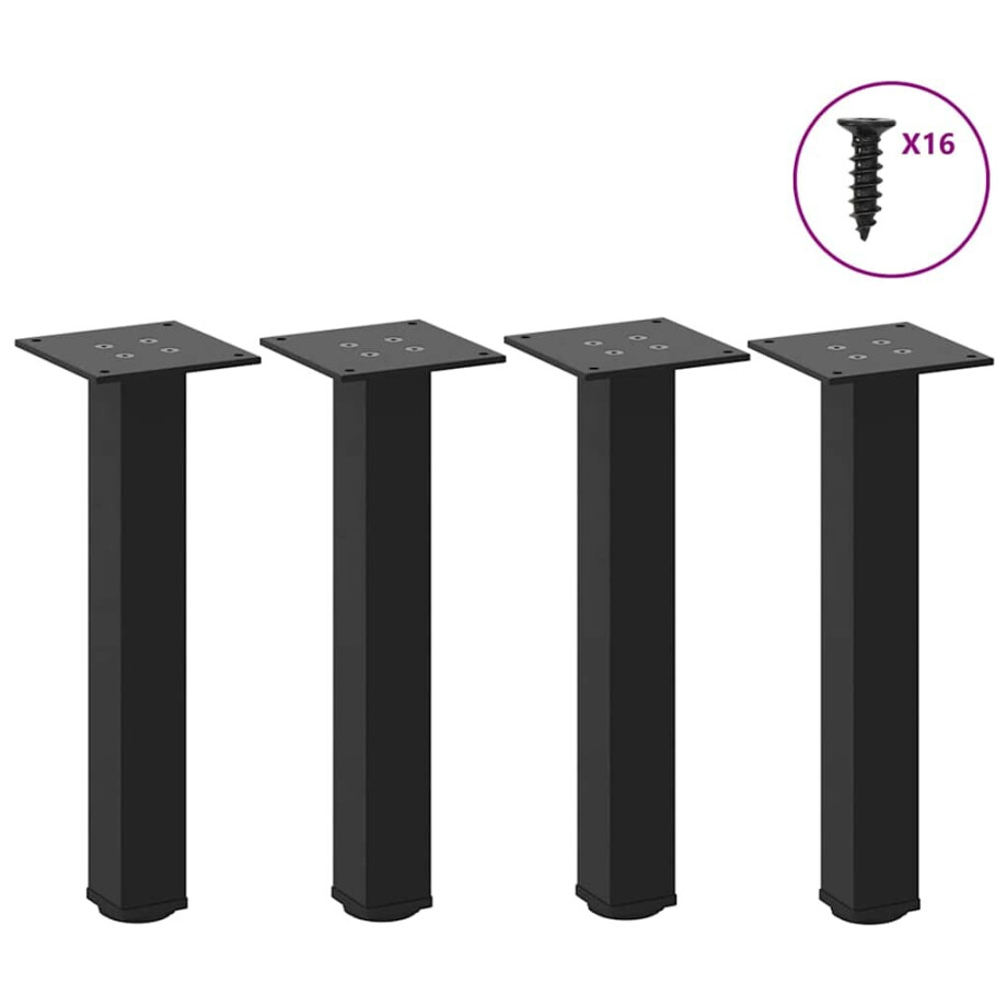 vidaXL Salontafelpoten 4 st 42-44 cm staal zwart afbeelding 1