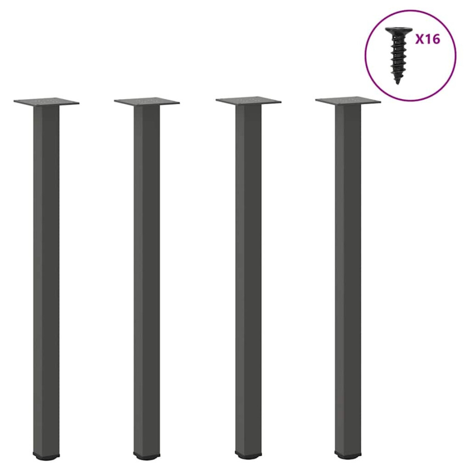 vidaXL Console tafelpoten 4 st 72-74 cm staal antraciet afbeelding 1