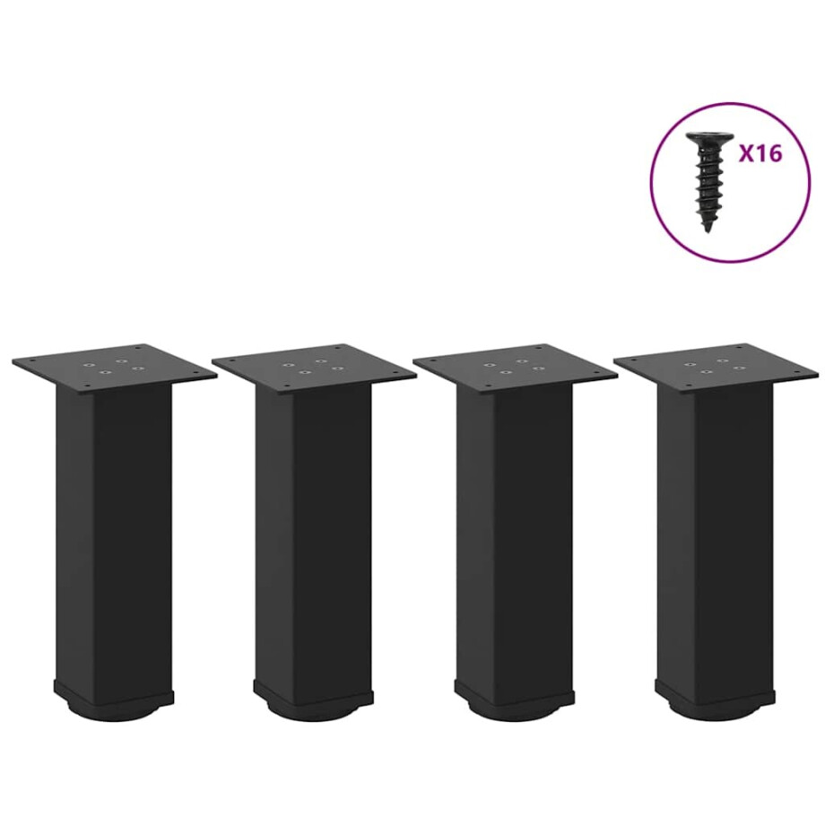 vidaXL Salontafelpoten 4 st 30-32 cm staal zwart vidaXL Salontafelpoten 4 st 30-32 cm staal zwart afbeelding 1
