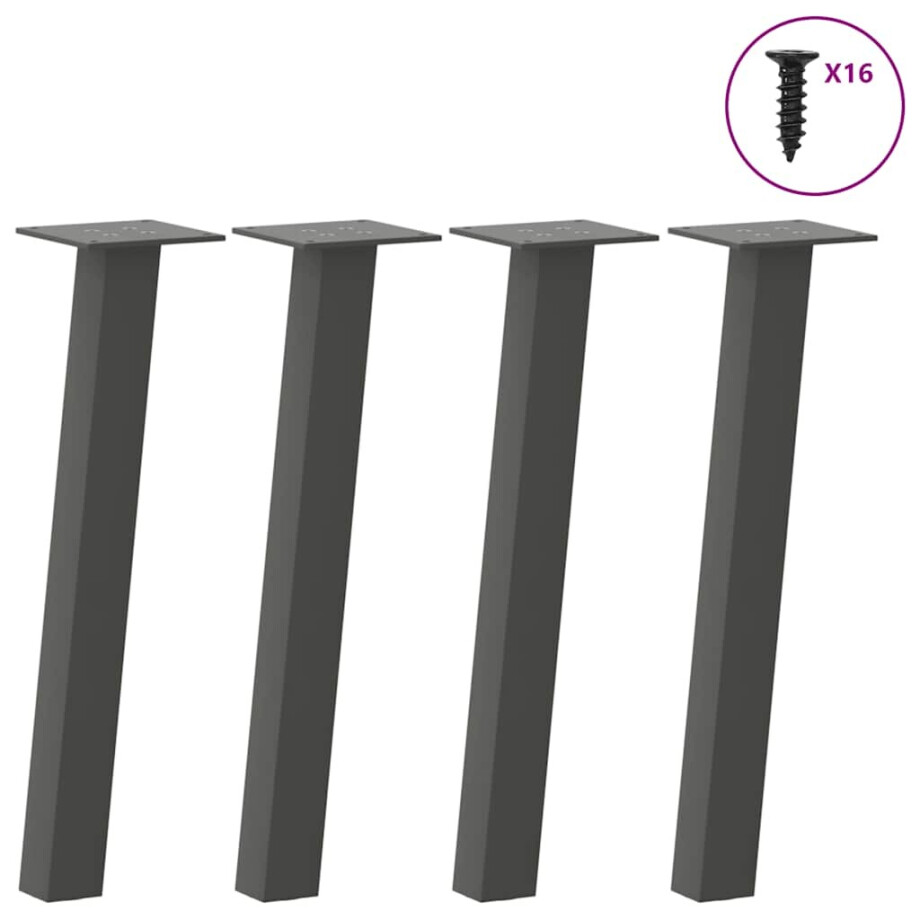 vidaXL Salontafelpoten 4 st 42 cm staal antraciet vidaXL Salontafelpoten 4 st 42 cm staal antraciet afbeelding 1