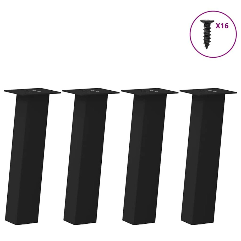 vidaXL Salontafelpoten 4 st 42 cm staal zwart vidaXL Salontafelpoten 4 st 42 cm staal zwart afbeelding 1