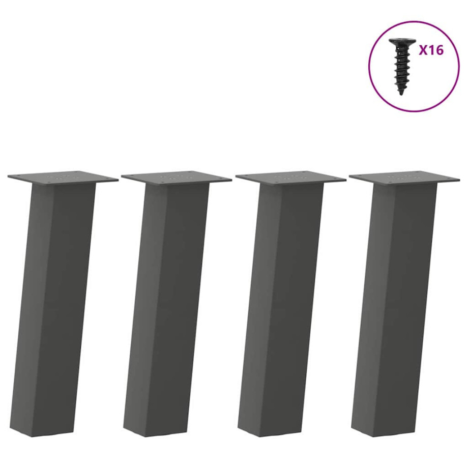 vidaXL Salontafelpoten 4 st 42 cm staal antraciet vidaXL Salontafelpoten 4 st 42 cm staal antraciet afbeelding 1