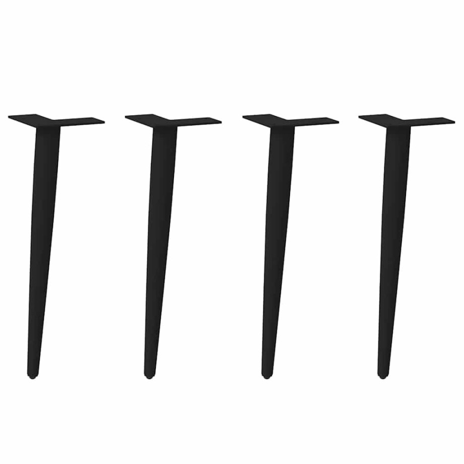 vidaXL Salontafelpoten conische vorm 4 st 30-31 cm staal zwart vidaXL Salontafelpoten conische vorm 4 st 30-31 cm staal zwart afbeelding 1
