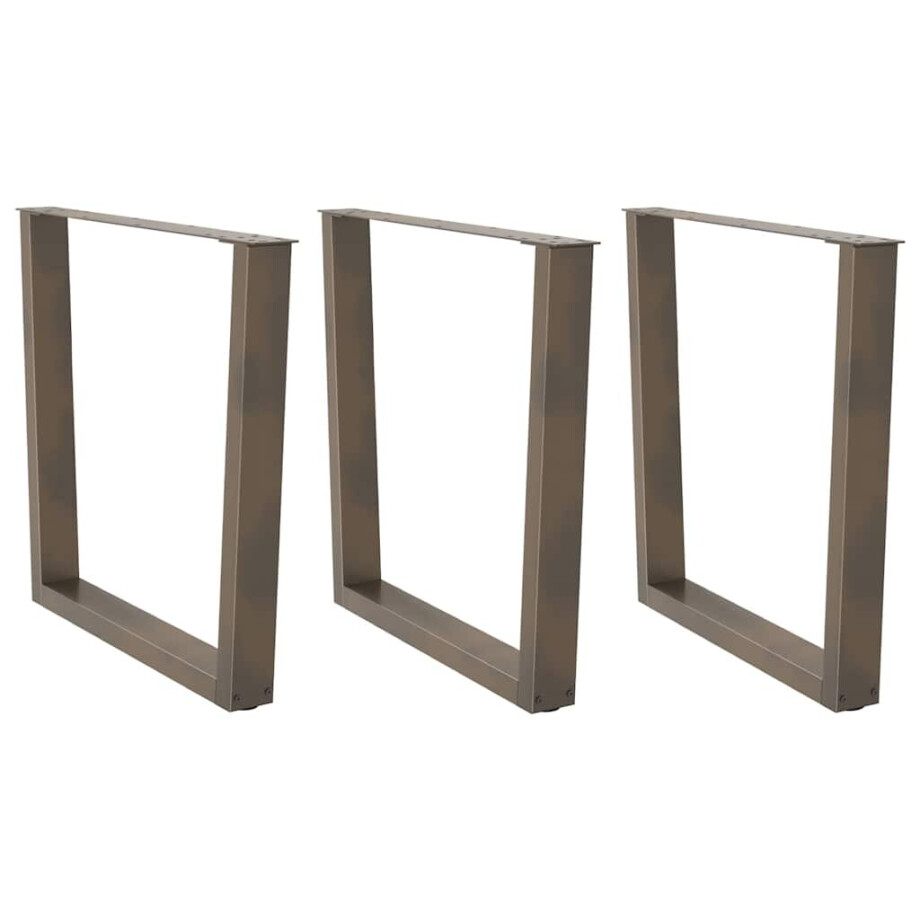 vidaXL Eettafelpoten 3 st V-vormig 90x(72-73,3) cm staal naturel afbeelding 1