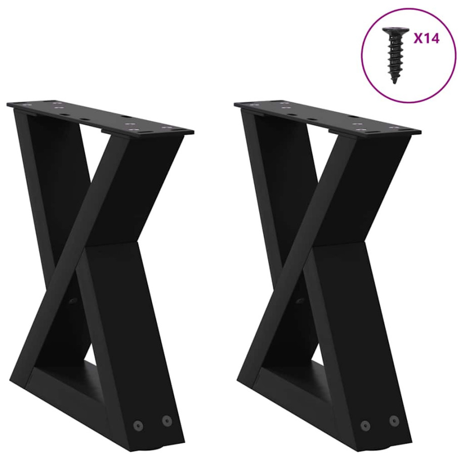 vidaXL Salontafelpoten 2 st 30x(30-31,3) cm staal zwart afbeelding 1