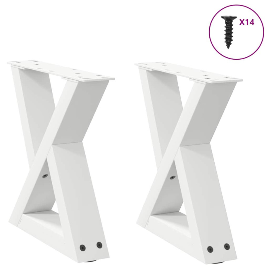 vidaXL Salontafelpoten 2 st 40x(30-31,3) cm staal wit afbeelding 1