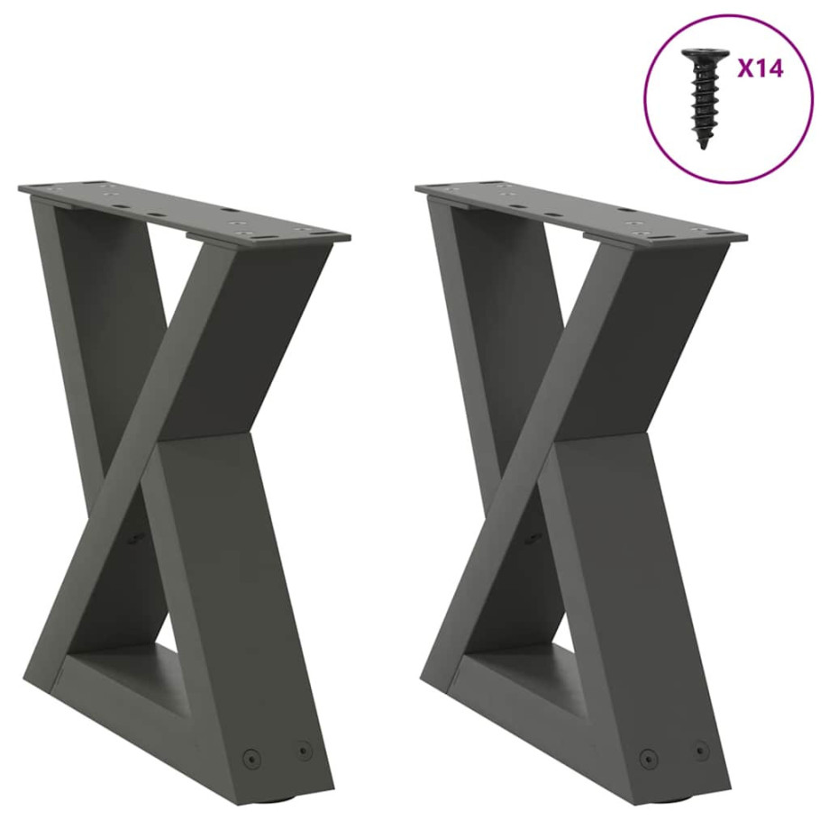 vidaXL Salontafelpoten 2 st 40x(30-31,3) cm staal antraciet afbeelding 1