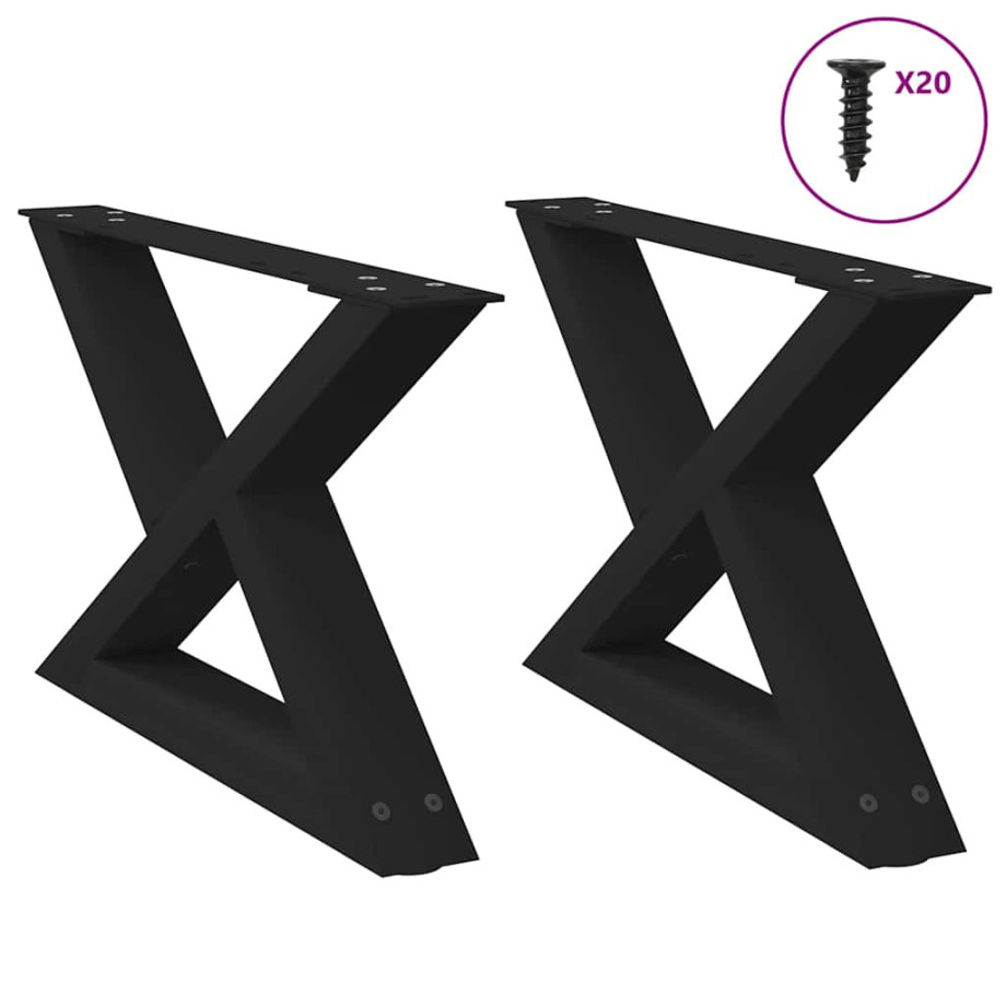 vidaXL Salontafelpoten 2 st 50x(30-31,3) cm staal zwart afbeelding 1