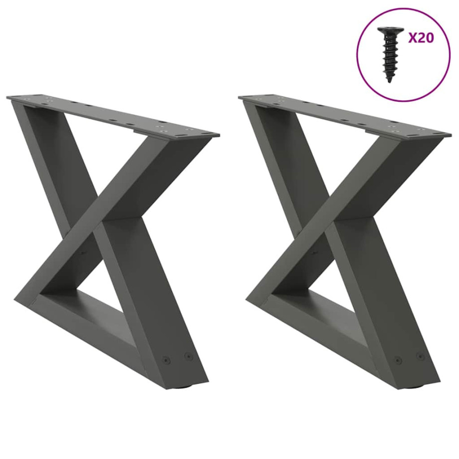 vidaXL Salontafelpoten 2 st 50x(30-31,3) cm staal antraciet afbeelding 1